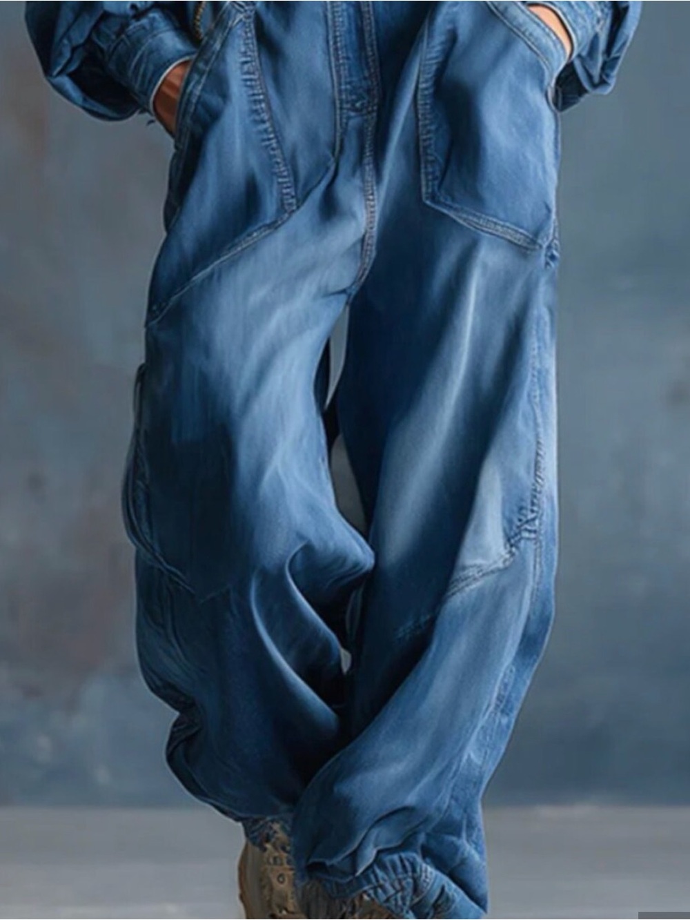 Oyrosy NWT Denim Hooded Women's oversize Jumpsuit Balloon Pant - Picture 8 of 10